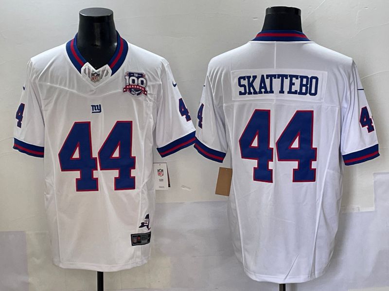 Men 2025 New York Giants 44 Skattebo White Throwback Three generations Nike Limited NFL Jersey style 18